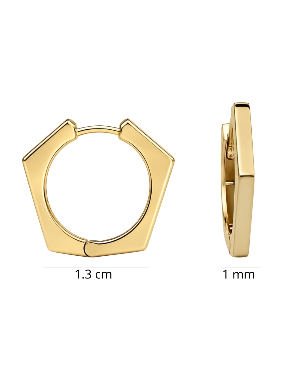 Aretes cortos octagonal Mancini oro 10 K con acabado pulido